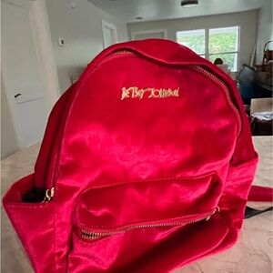 Betsey Johnson Hot Pink Velvet Backpack